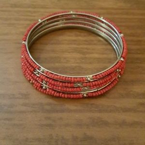 Bracelets 5 Red Stack, Vintage